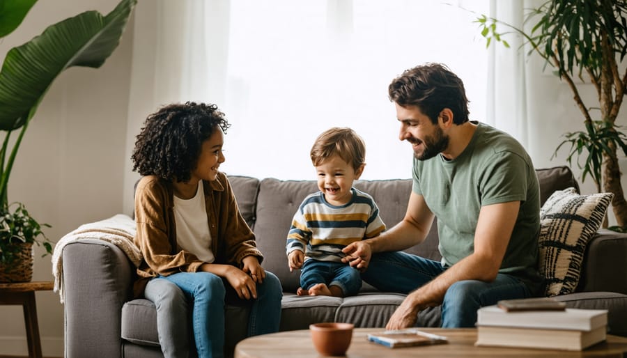 Family having an open discussion in a comfortable and safe living environment