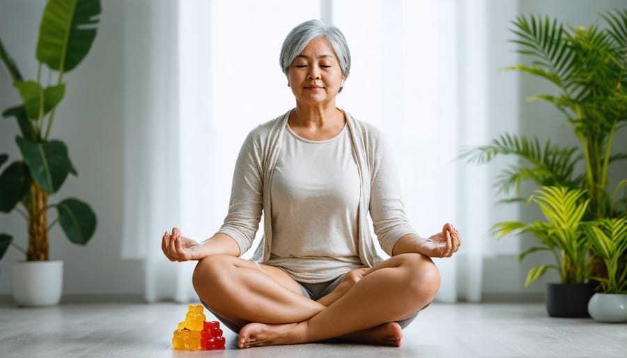 Parent meditating in a calm setting to relieve stress